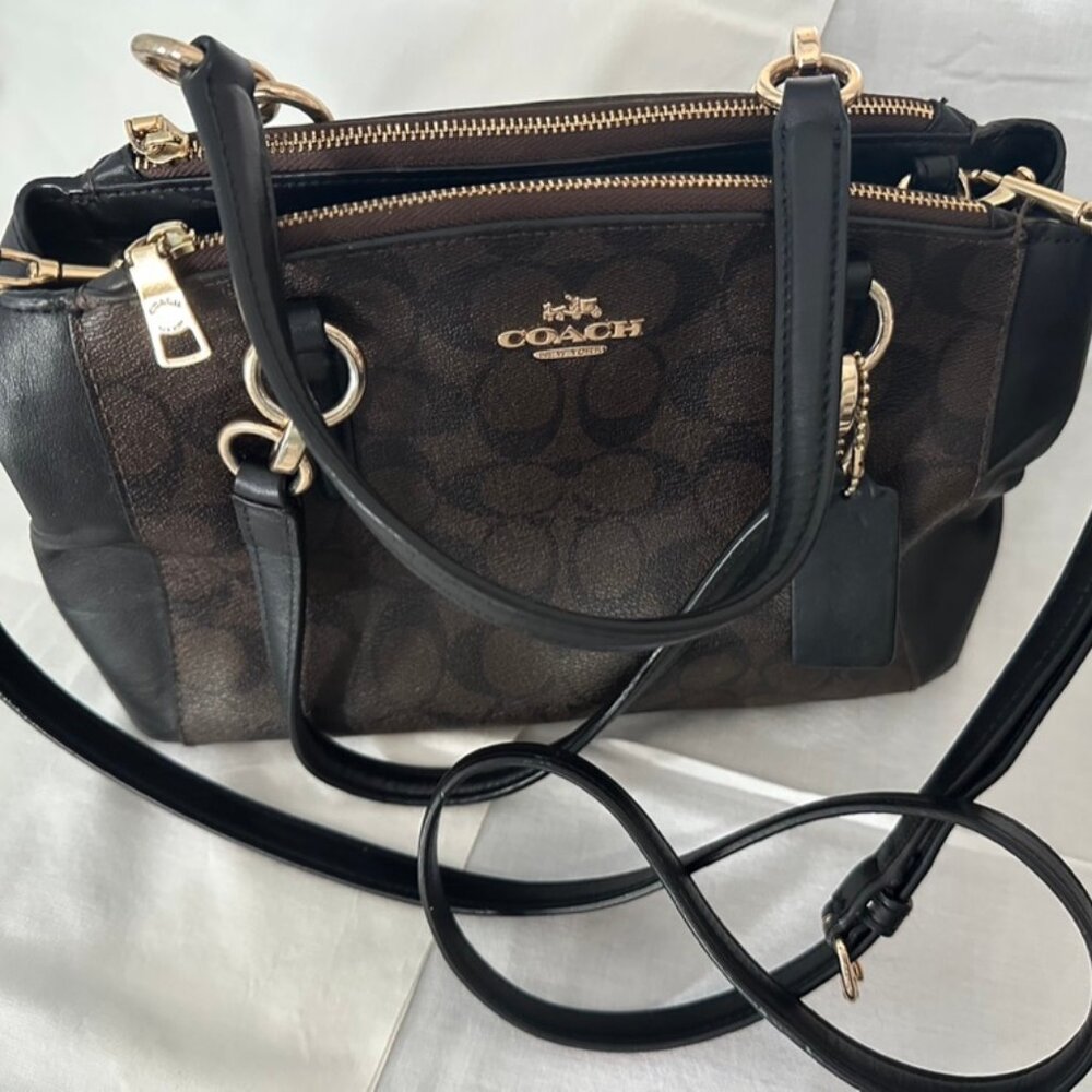 Mini Christie Carryall in Signature Imitation Gold/Brown/Black Coach